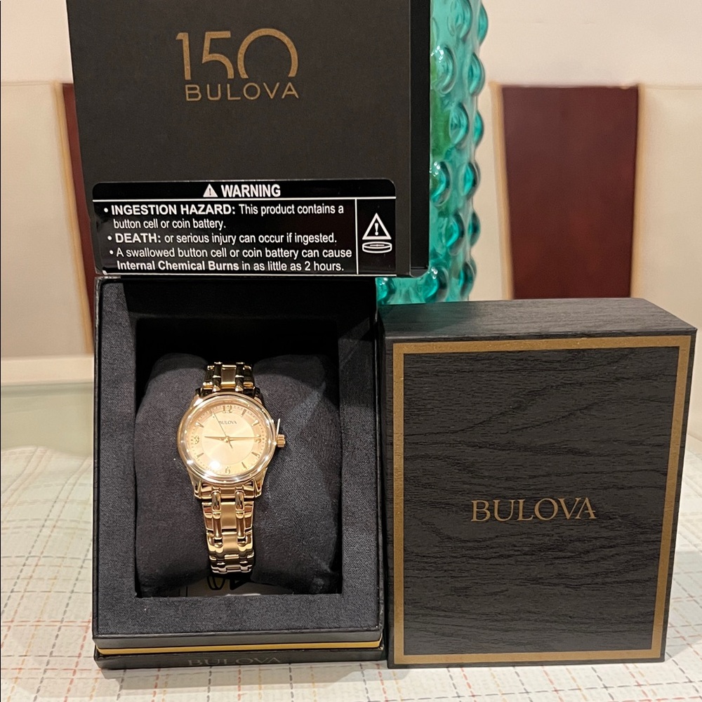 Bulova 150th Anniversary Gold Tone Woman Bracelet Watch Gold color New With Tags